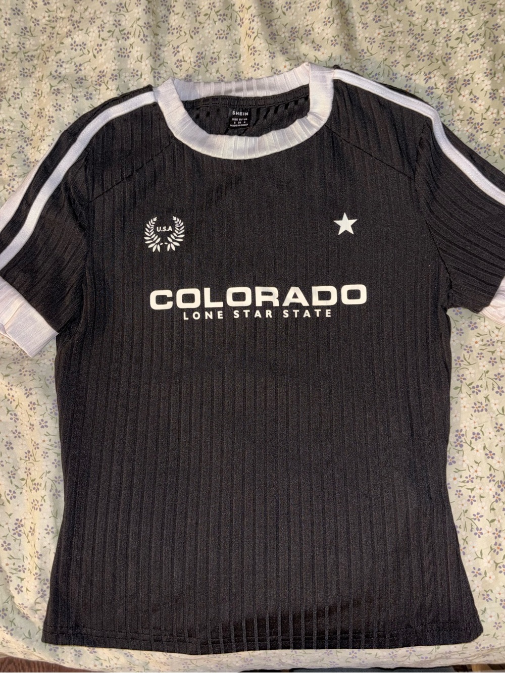 Black 'Colorado' Graphic Tee with White Trim